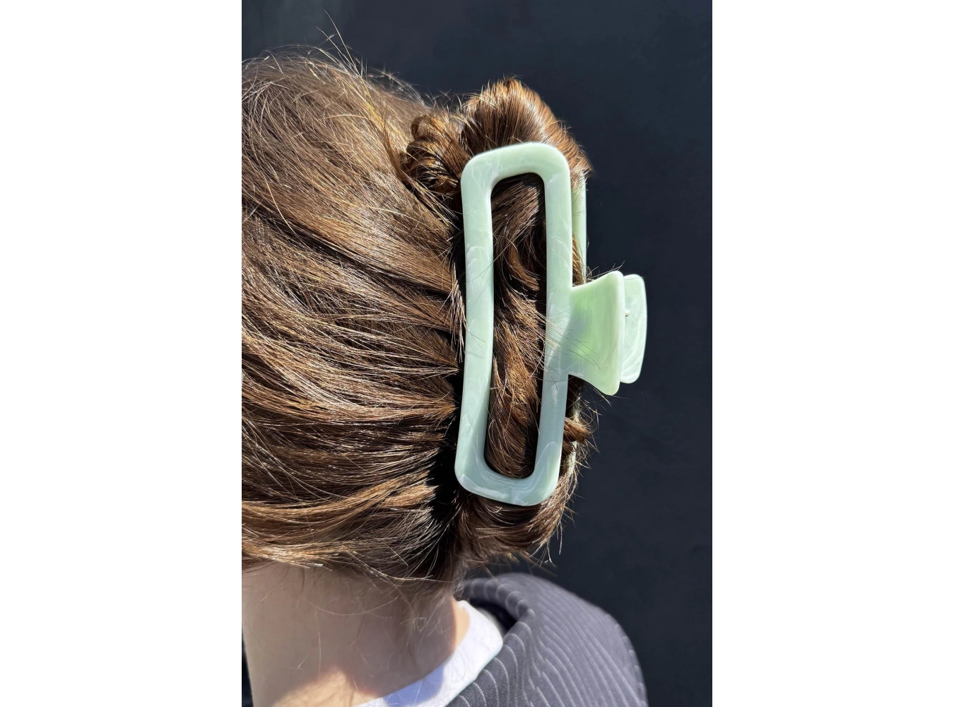 Yeşil Renk Mermer Desenli Kemik Mandal Toka