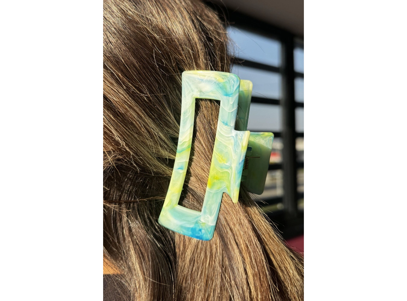 Yeşil Renk Mermer Desenli Kemik Mandal Toka