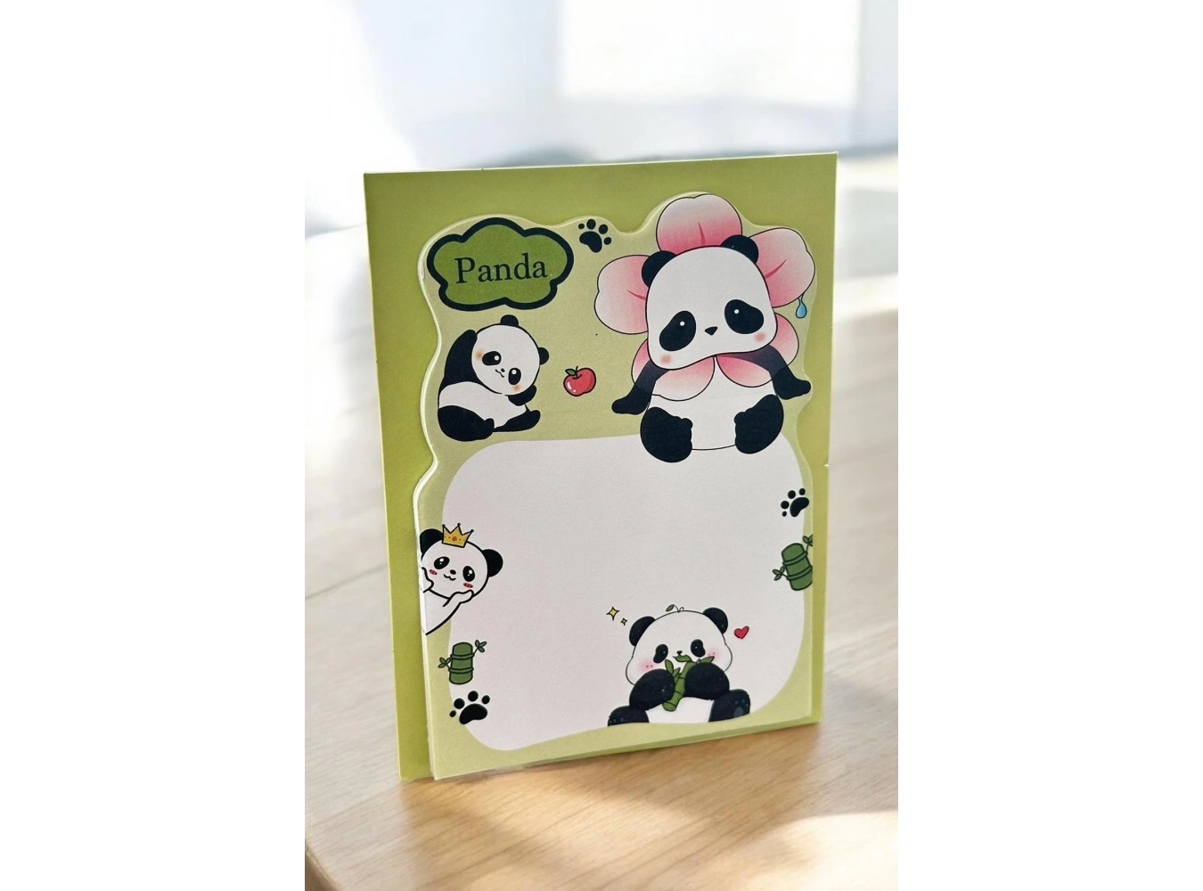 Yeşil Renk Panda Figürlü Yapışkanlı Not Kağıdı