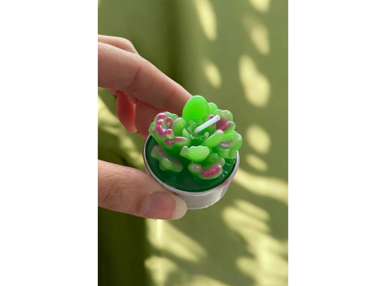 Yeşil Renk Sukulent Figürlü Mum