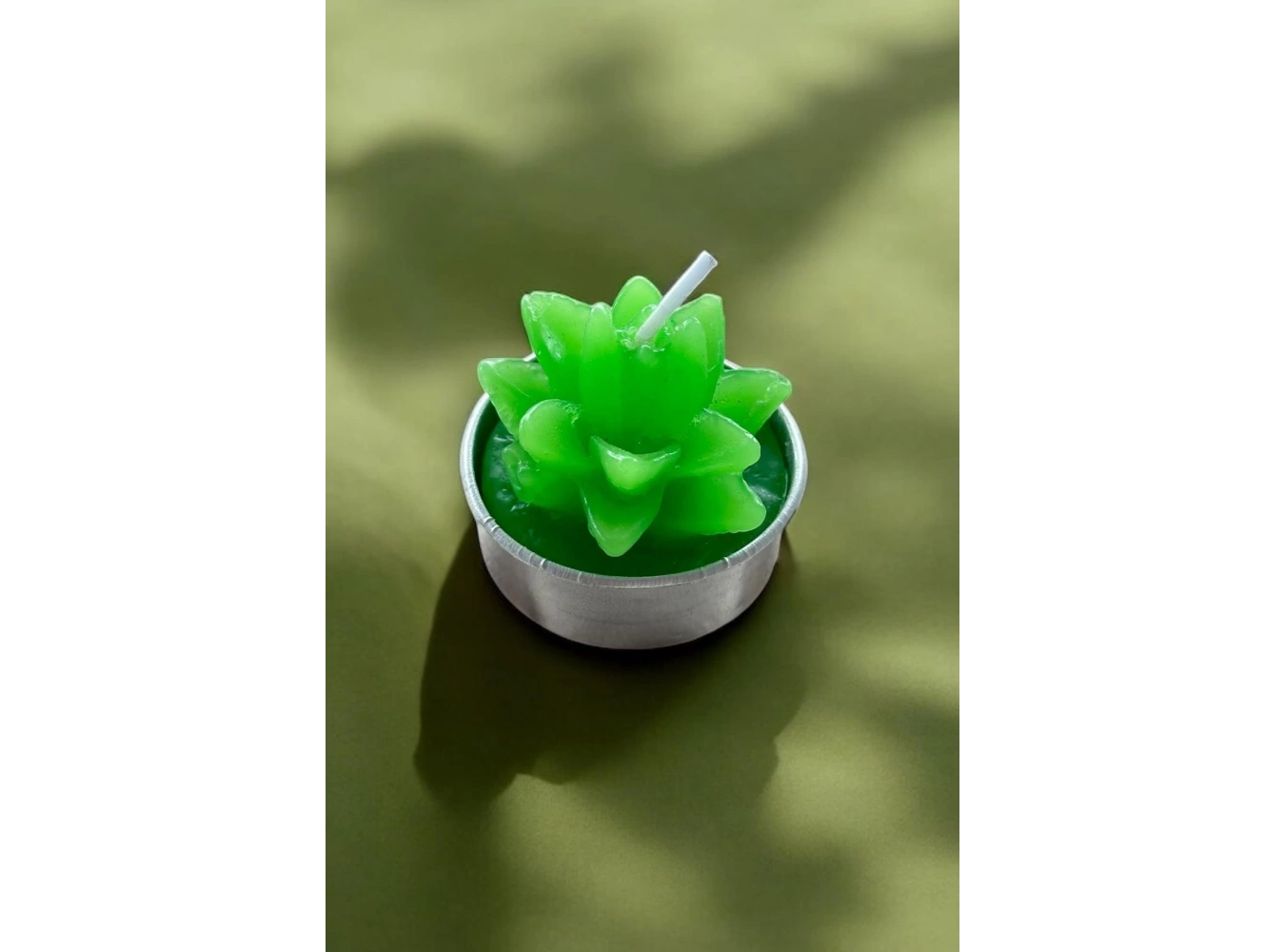 Yeşil Renk Sukulent Figürlü Mum