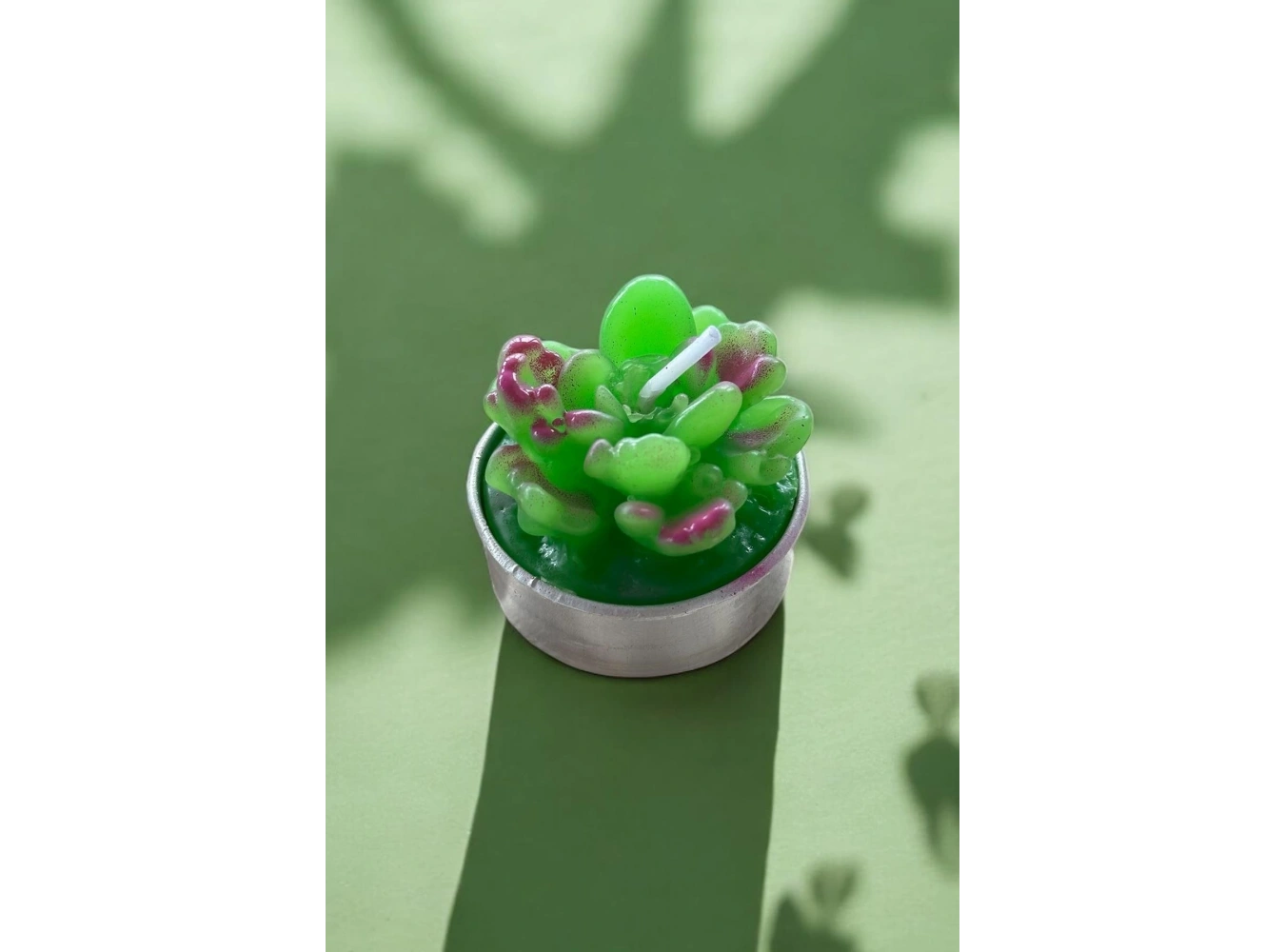 Yeşil Renk Sukulent Figürlü Mum