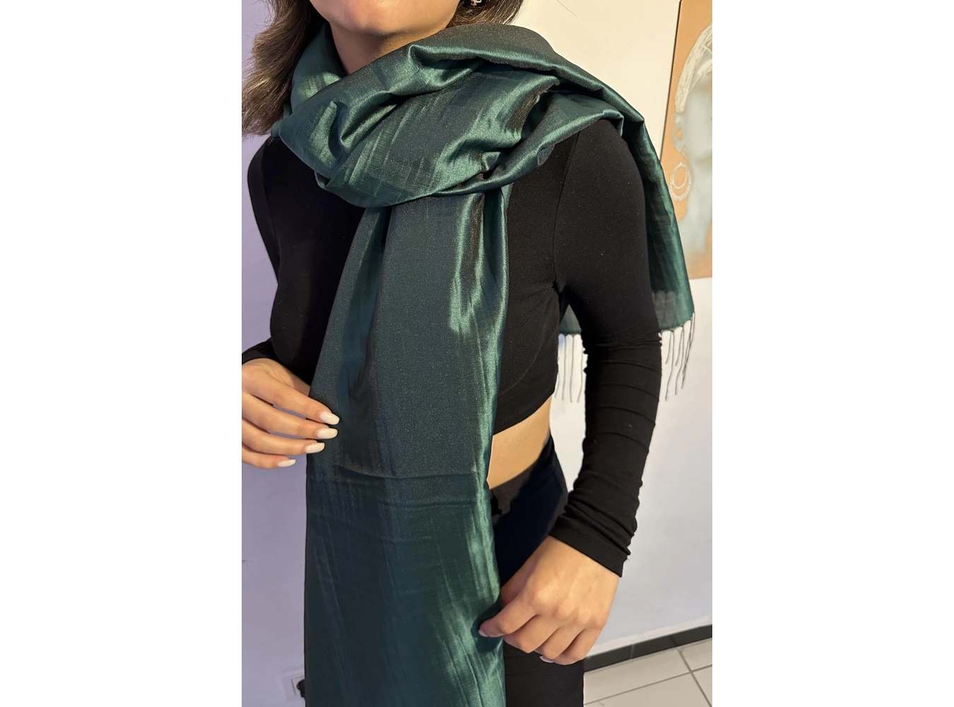 Yeşil Renk Tafta Şal