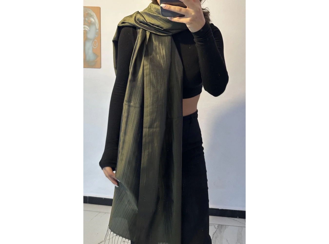 Yeşil Renk Tafta Şal