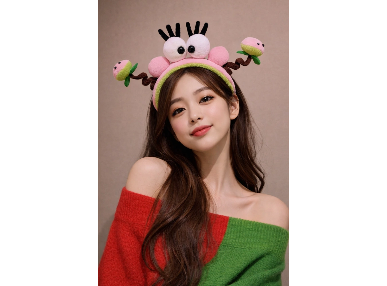 Yeşil Ve Pembe Renk Eğlenceli Peluş Taç