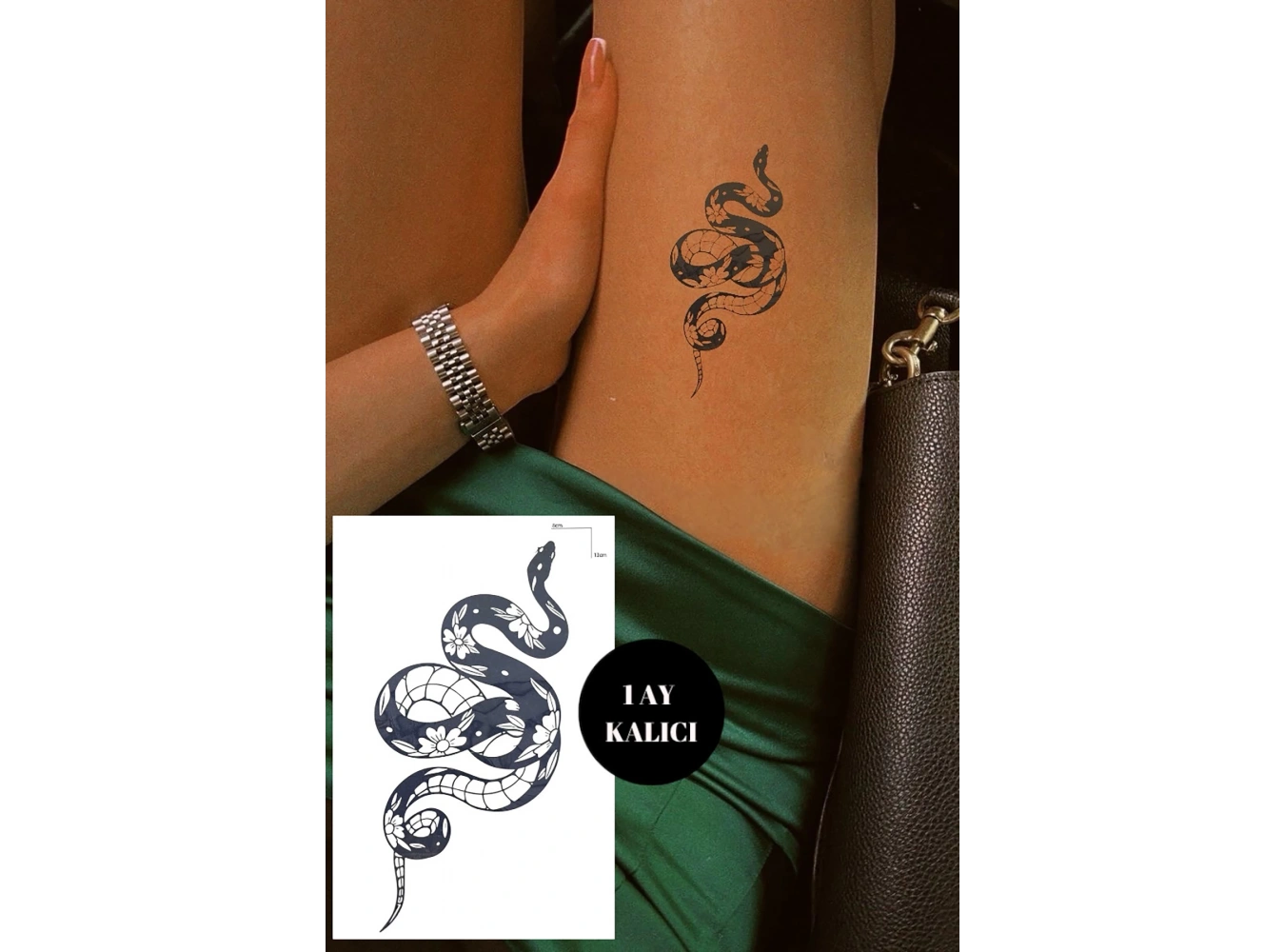 Yılan Figürlü 12 Saat Sonra Kararan Geçici Dövme Tattoo