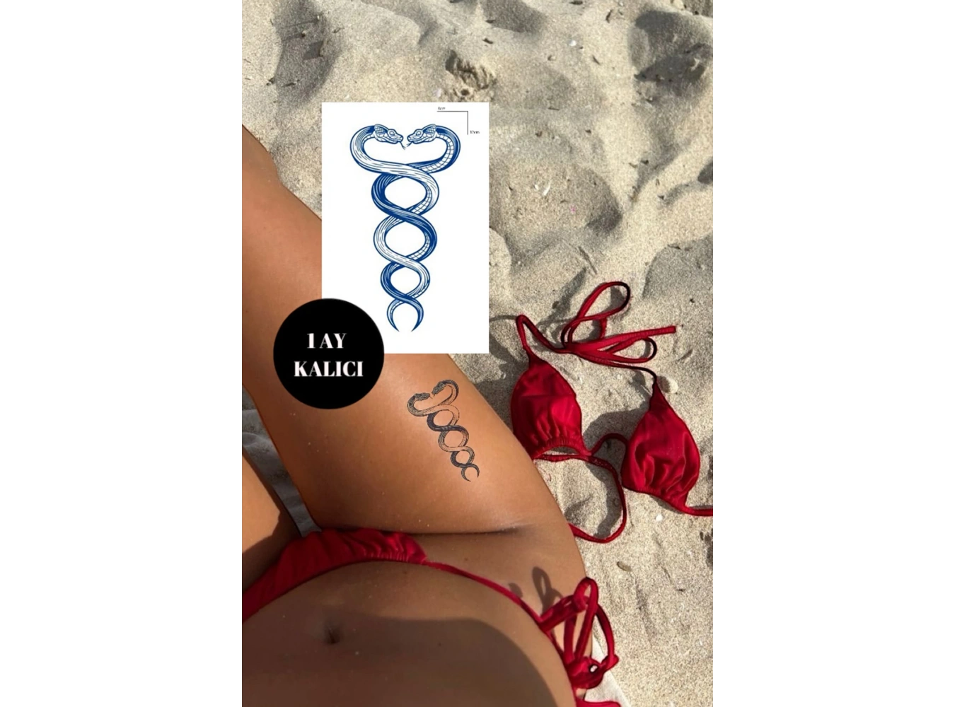 Yılan Figürlü 12 Saat Sonra Kararan Geçici Dövme Tattoo