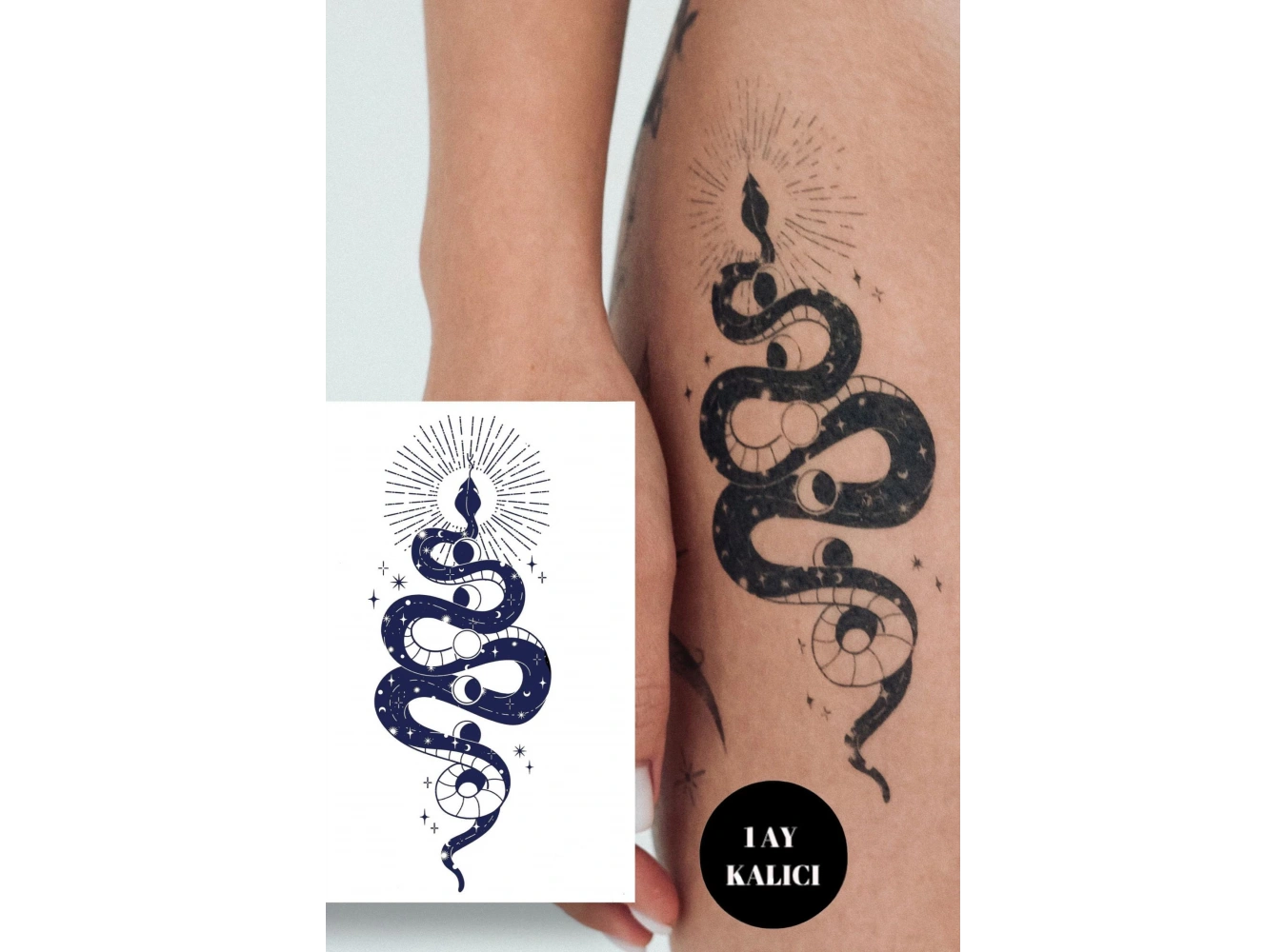Yılan Figürlü 12 Saat Sonra Kararan Geçici Orta Dövme Tattoo