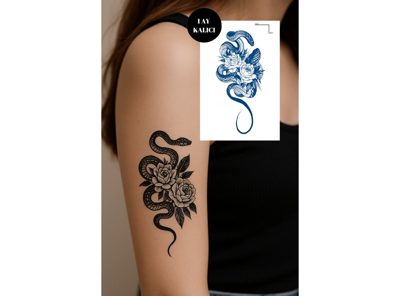 Yılan Figürlü 12 Saat Sonra Kararan Geçici Orta Dövme Tattoo