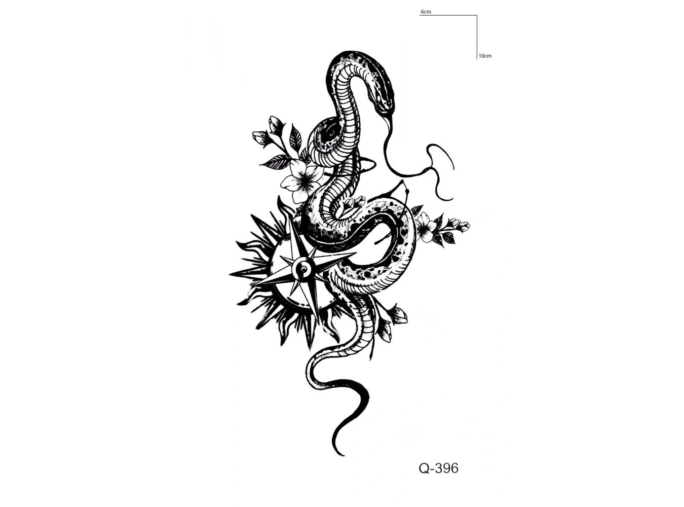 Yılan Pusula Geçici Dövme Tattoo