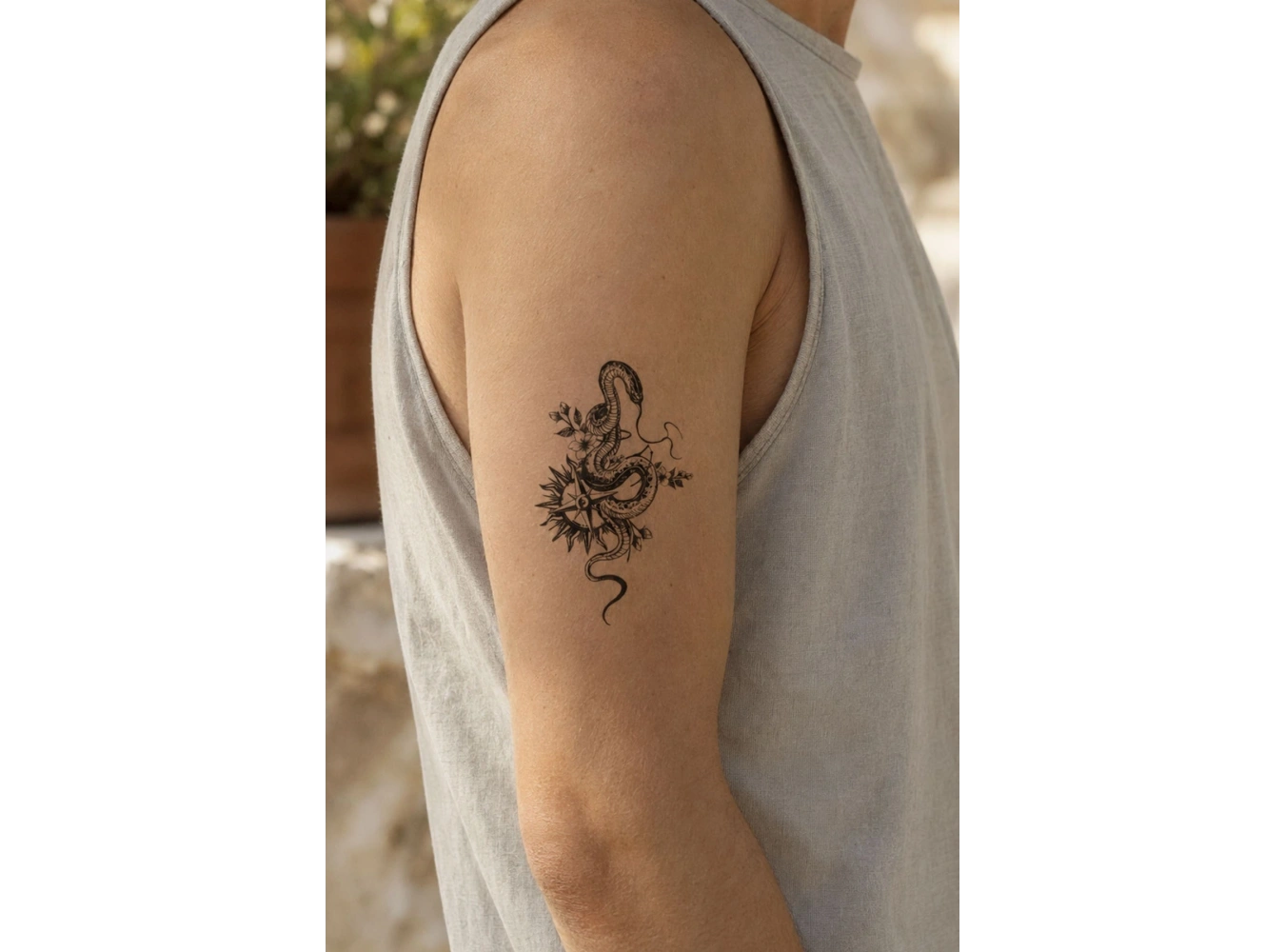 Yılan Pusula Geçici Dövme Tattoo