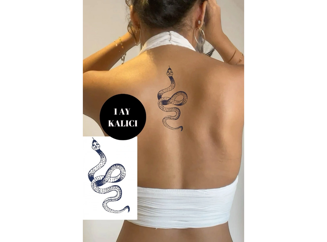 Yılan Sonradan Kararan Yarı Kalıcı Geçici Dövme Tattoo