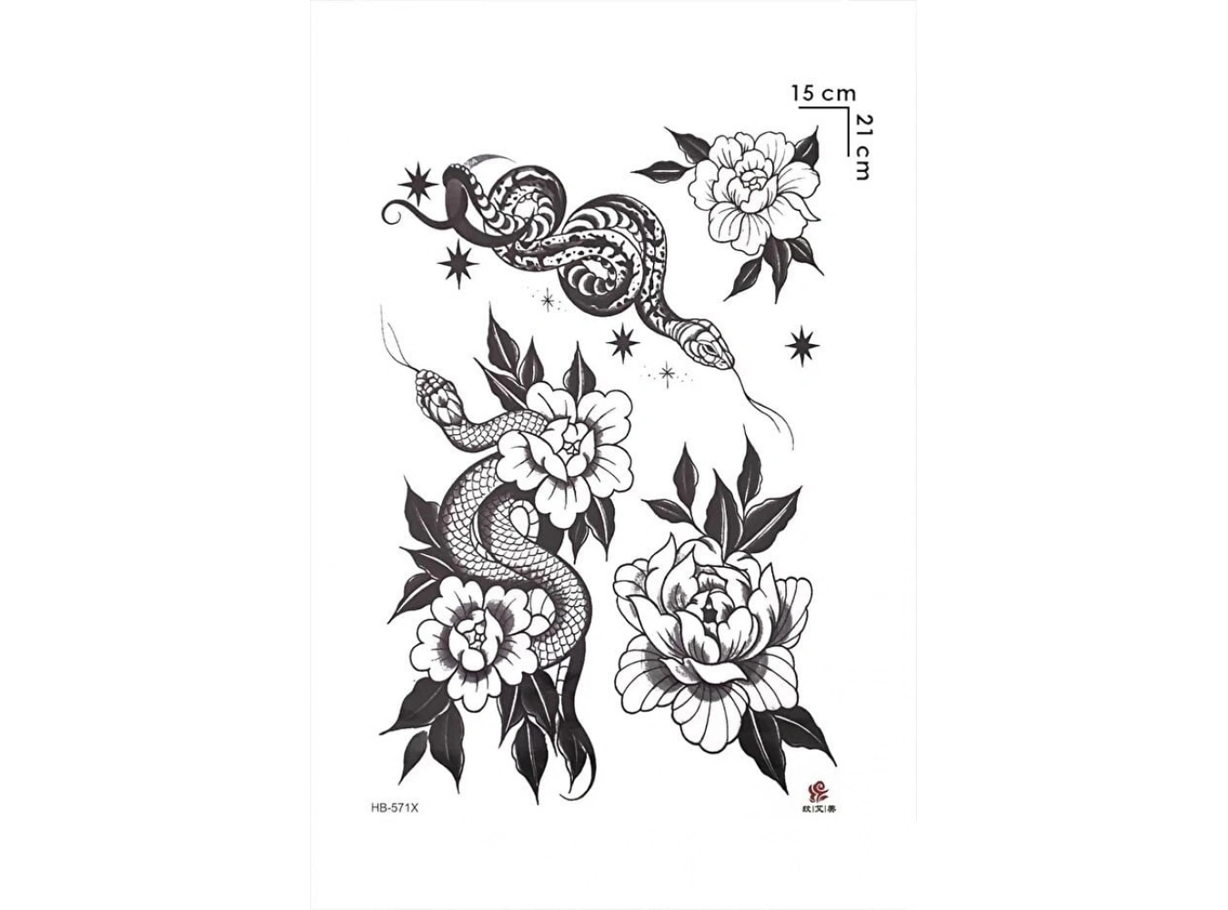 Yılan Ve Gül Geçici Dövme Tattoo