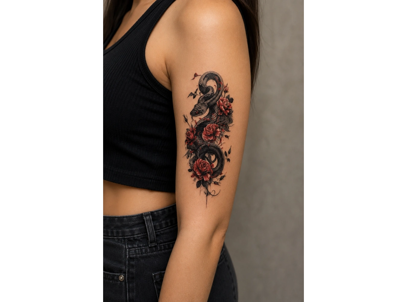 Yılan Ve Gül Geçici Dövme Tattoo