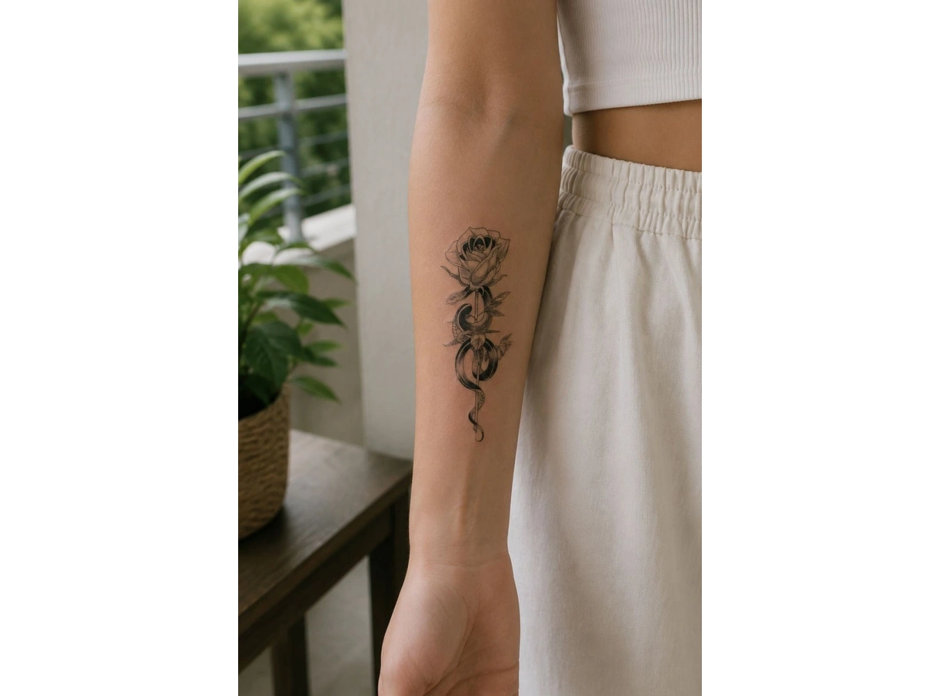 Yılanlı Gül Mini Geçici Dövme Tattoo