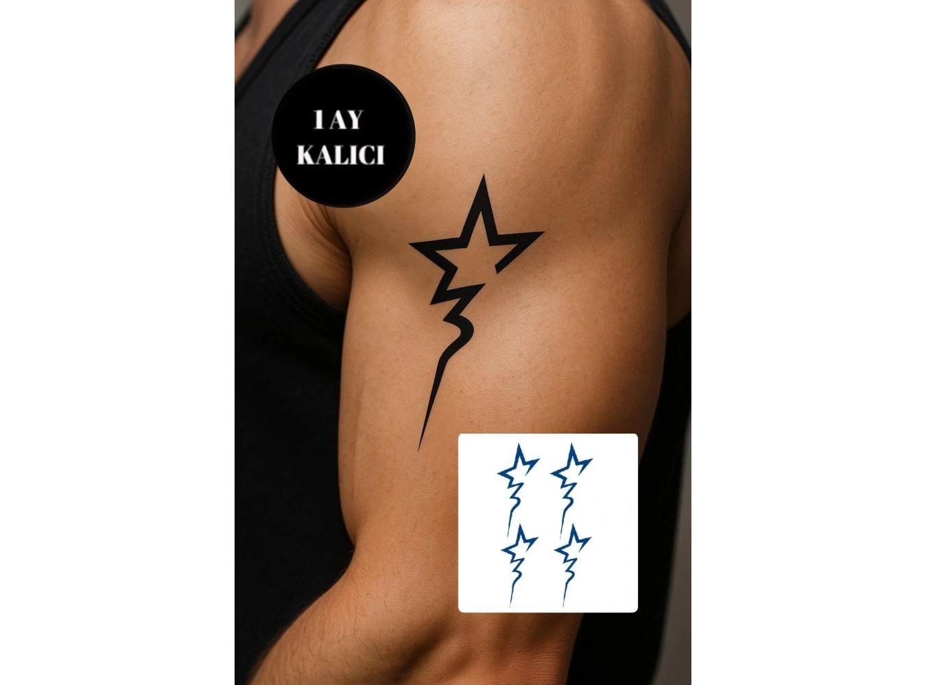 Yıldız Figürlü 12 Saat Sonra Kararan Geçici Mini Dövme Tattoo