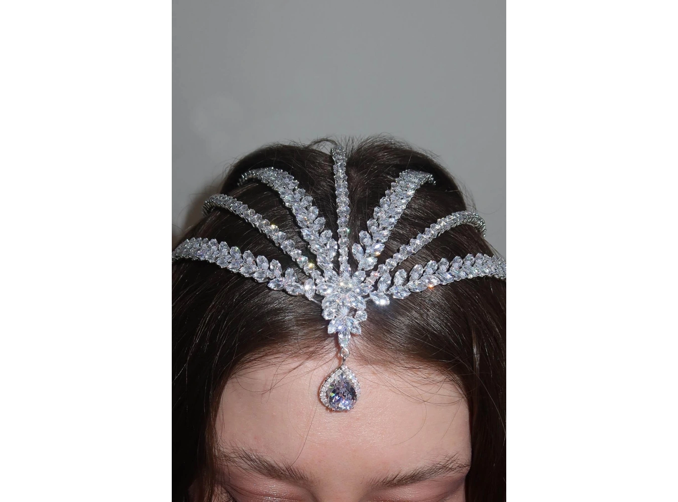 Zirkon Taşlı Gelin/Kına/Nişan/Söz Tasarım Saç Aksesuarı