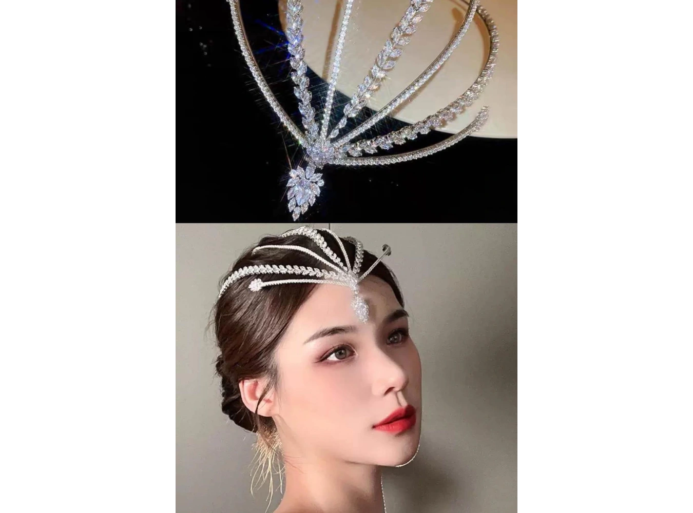 Zirkon Taşlı Gelin/Kına/Nişan/Söz Tasarım Saç Aksesuarı