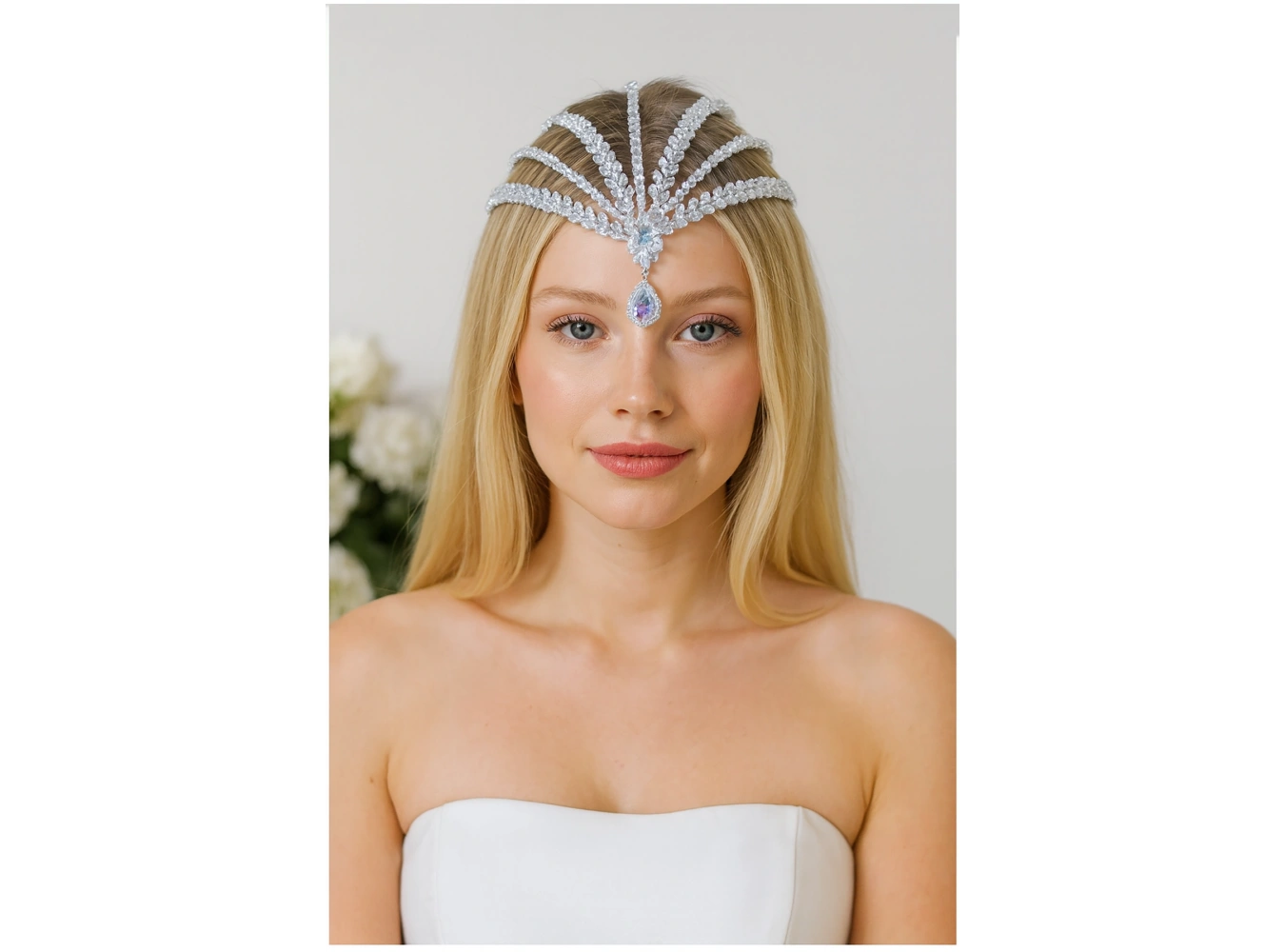 Zirkon Taşlı Gelin/Kına/Nişan/Söz Tasarım Saç Aksesuarı