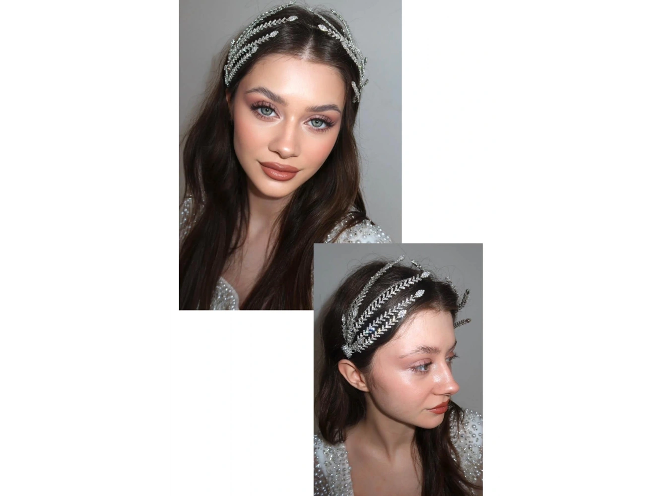 Zirkon Taşlı Gelin/Kına/Nişan/Söz Tasarım Saç Aksesuarı/Taç