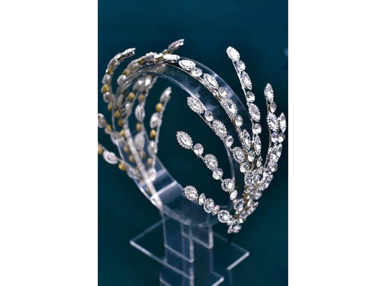 Zirkon Taşlı Gelin/Kına/Nişan/Söz Tasarım Saç Aksesuarı /Taç