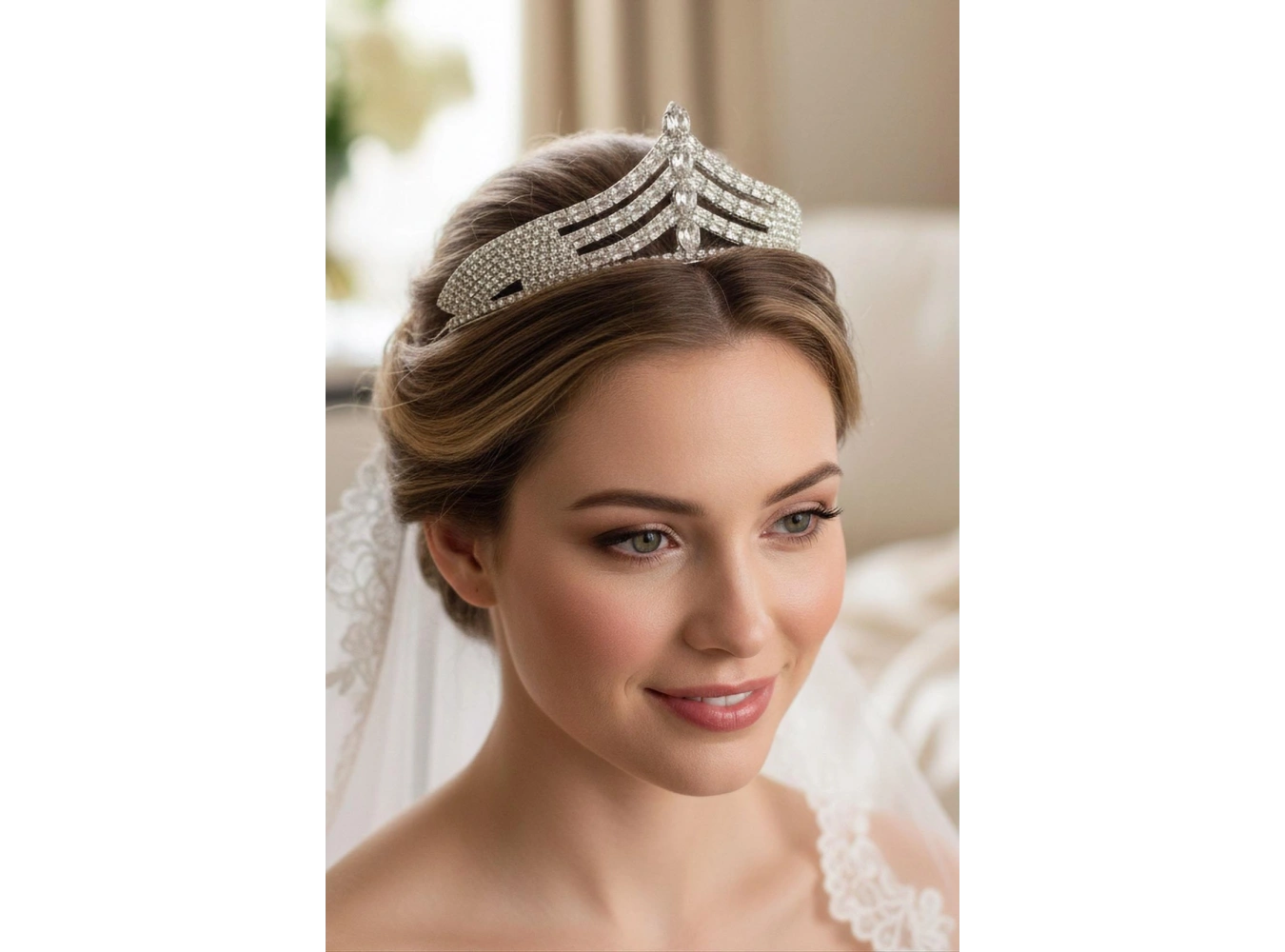 Zirkon Taşlı Gelin/Kına/Nişan/Söz Tasarım Taç