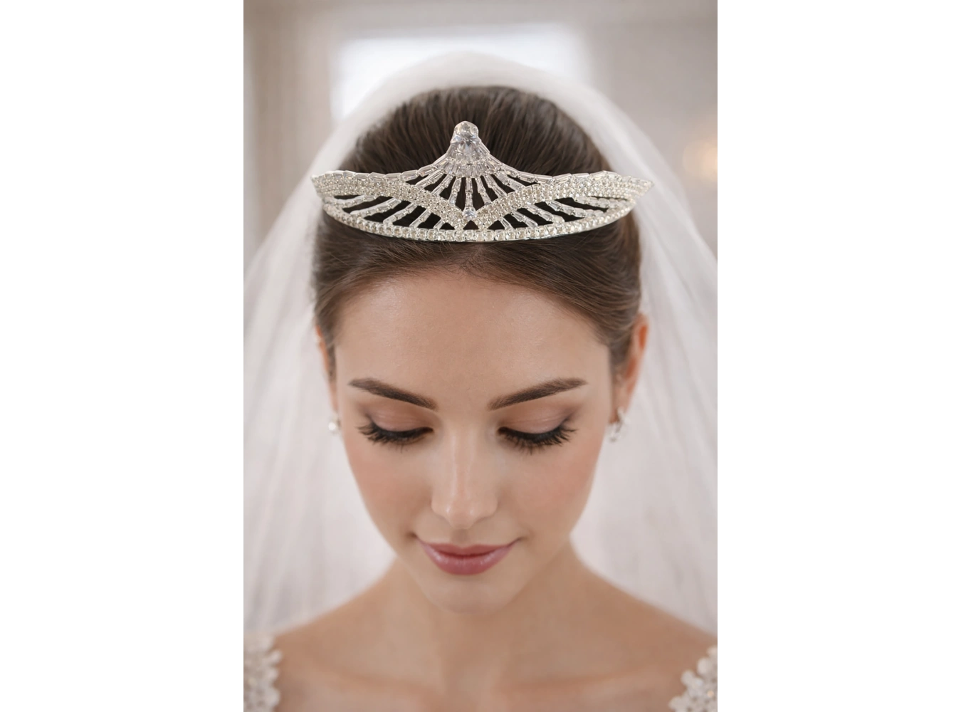 Zirkon Taşlı Gelin/Kına/Nişan/Söz Tasarım Taç