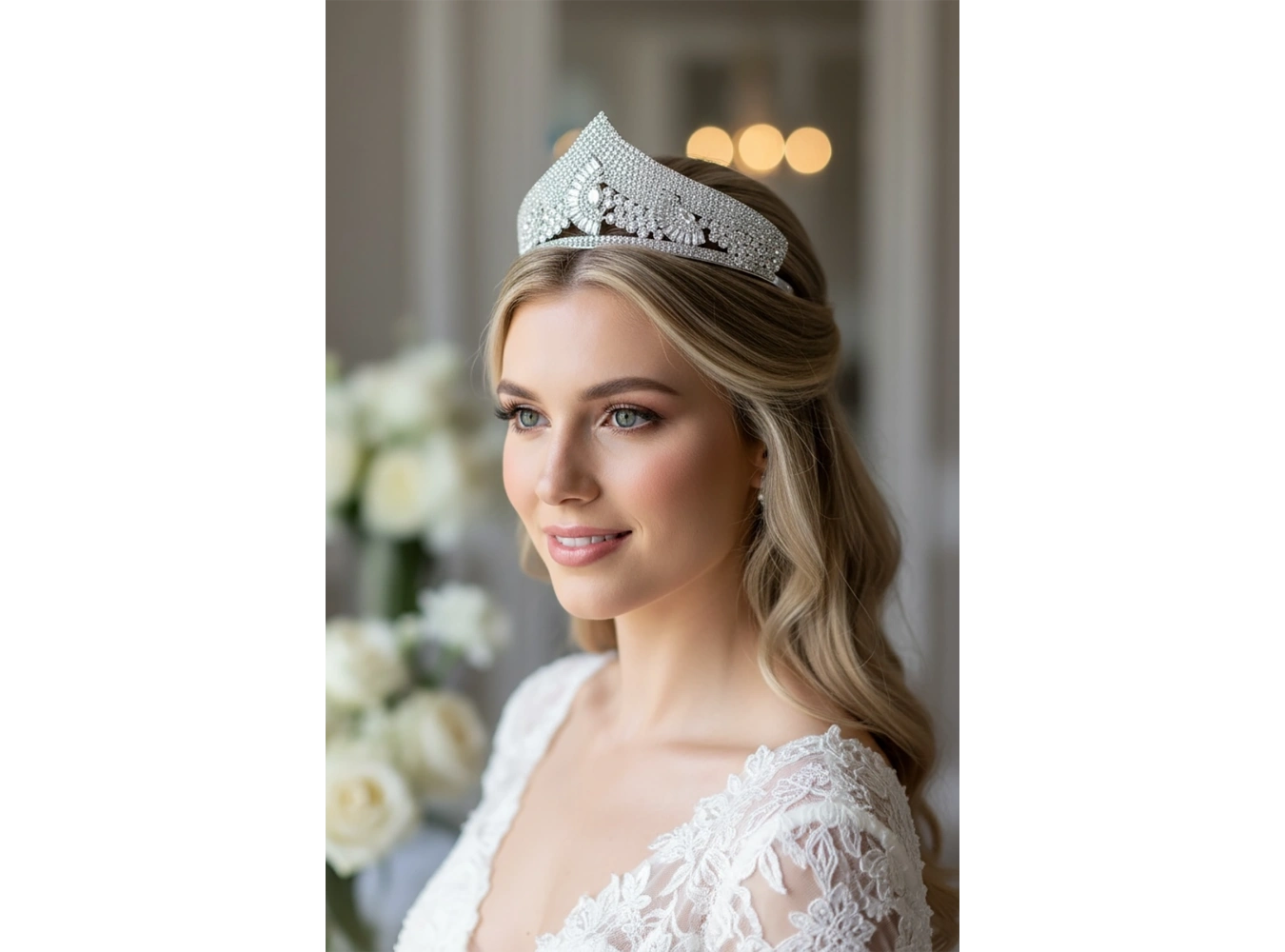Zirkon Taşlı Gelin/Kına/Nişan/Söz Tasarım Taç