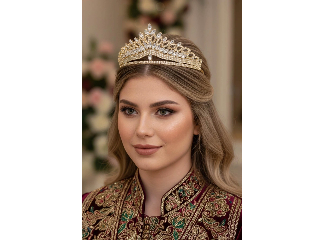 Zirkon Taşlı Gelin/Kına/Nişan/Söz Tasarım Taç