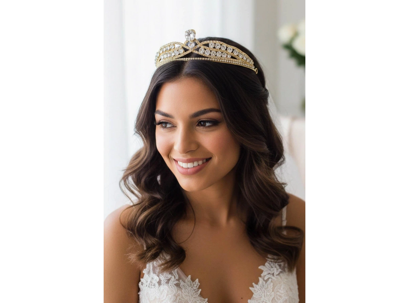 Zirkon Taşlı Gelin/Kına/Nişan/Söz Tasarım Taç