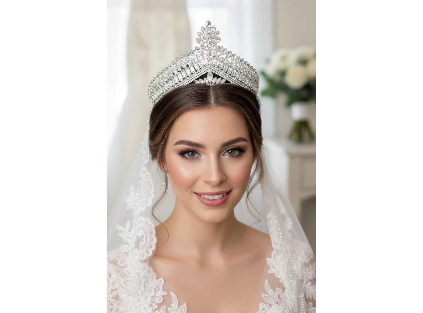 Zirkon Taşlı Gelin/Kına/Nişan/Söz Tasarım Taç