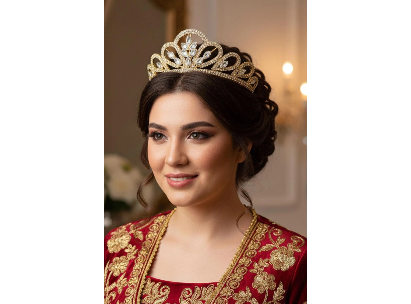 Zirkon Taşlı Gelin/Kına/Nişan/Söz Tasarım Taç