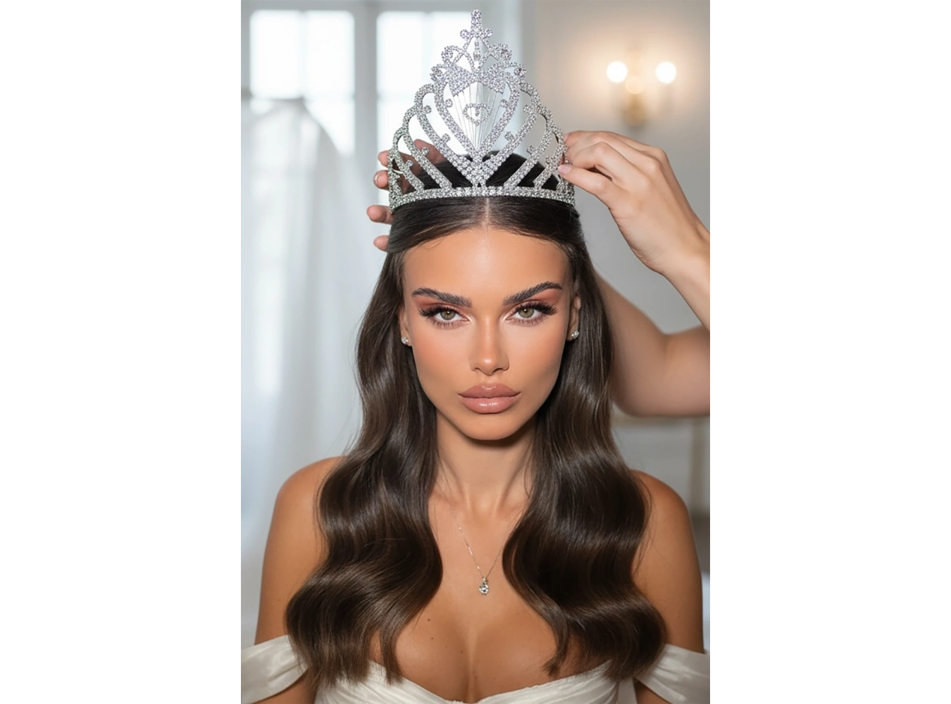 Zirkon Taşlı Gelin/Kına/Nişan/Söz Tasarım Taç