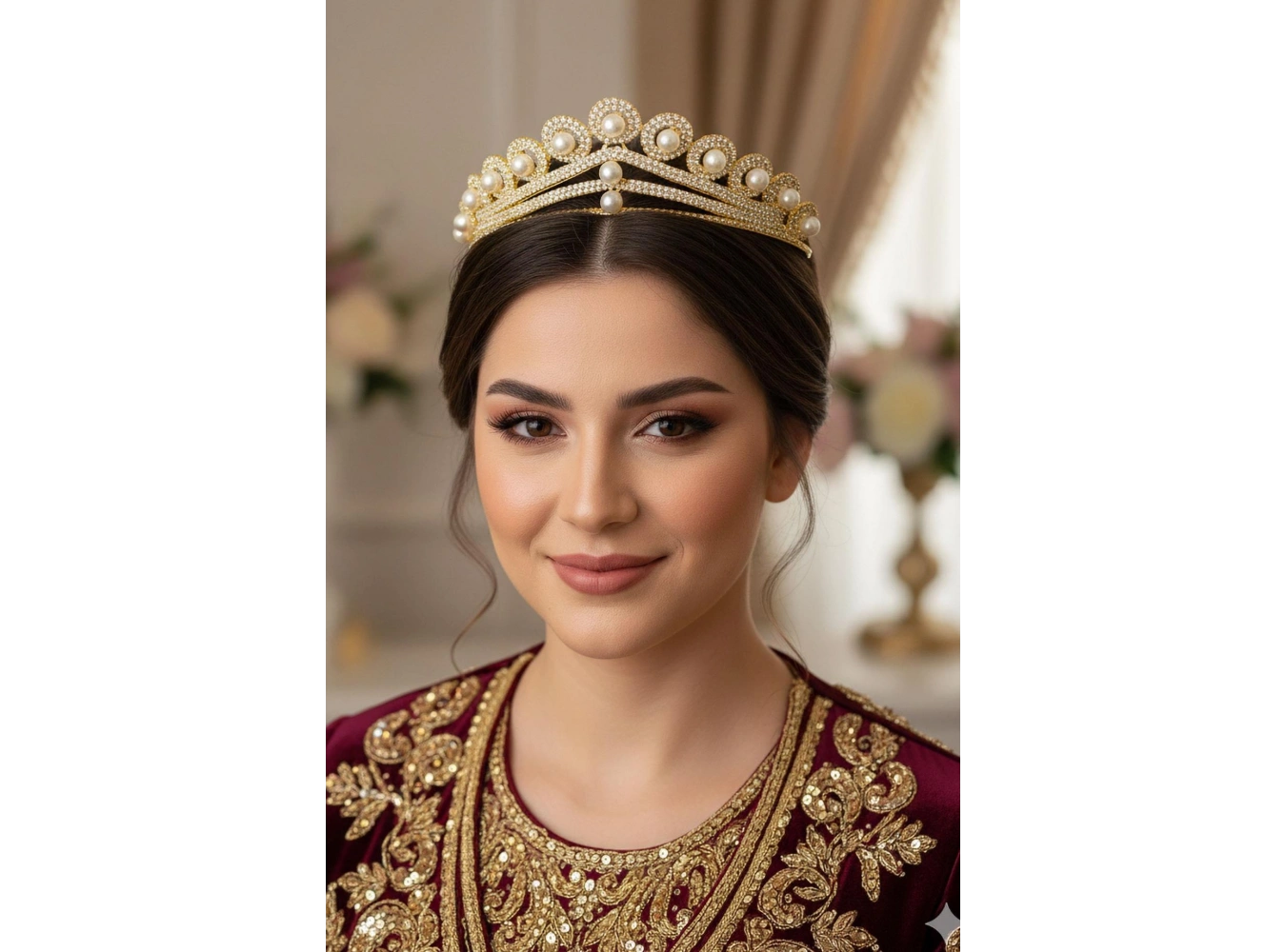 Zirkon Taşlı Gelin/Kına/Nişan/Söz Tasarım Taç