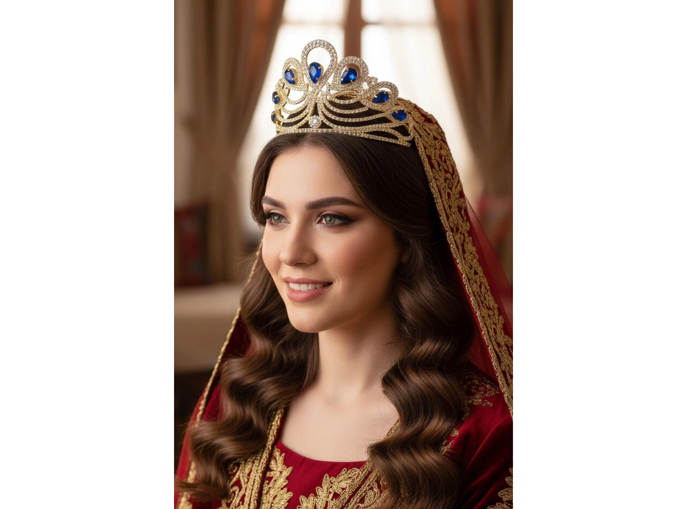 Zirkon Taşlı Gelin/Kına/Nişan/Söz Tasarım Taç