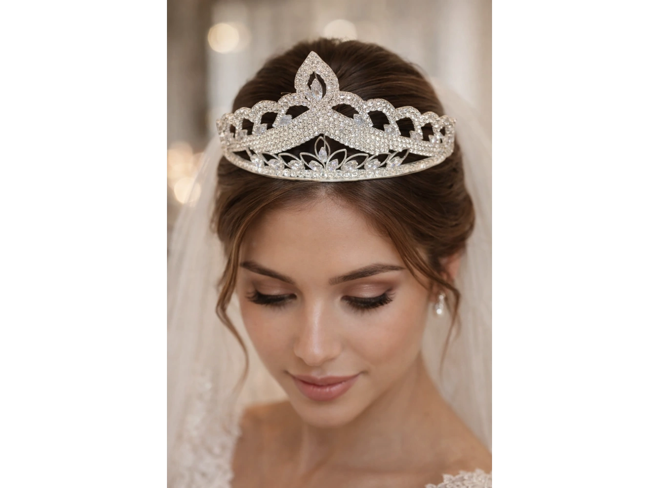 Zirkon Taşlı Gelin/Kına/Nişan/Söz Tasarım Taç