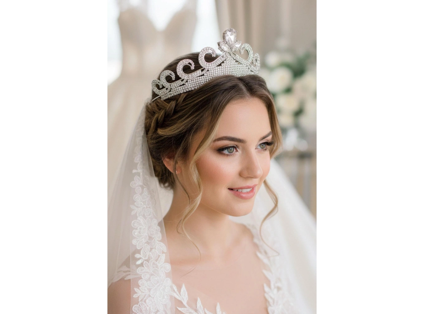 Zirkon Taşlı Gelin/Kına/Nişan/Söz Tasarım Taç