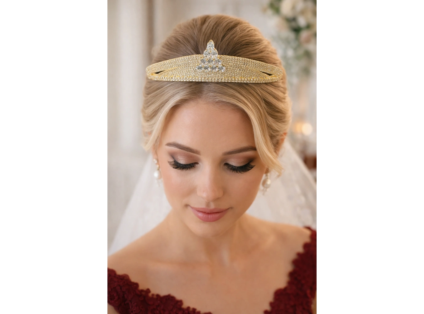 Zirkon Taşlı Gelin/Kına/Nişan/Söz Tasarım Taç