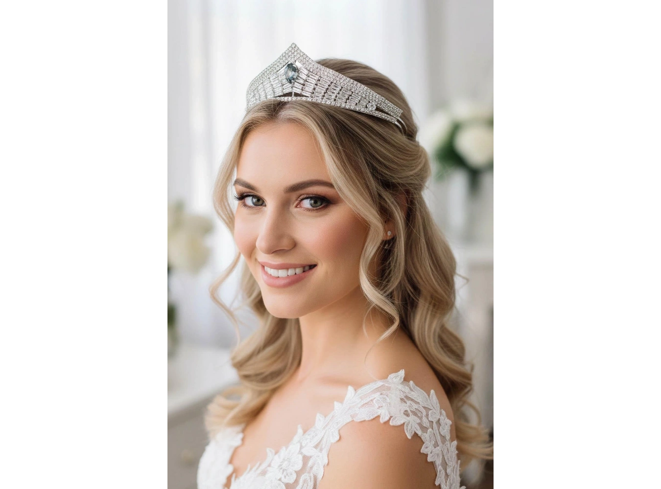 Zirkon Taşlı Gelin/Kına/Nişan/Söz Tasarım Taç