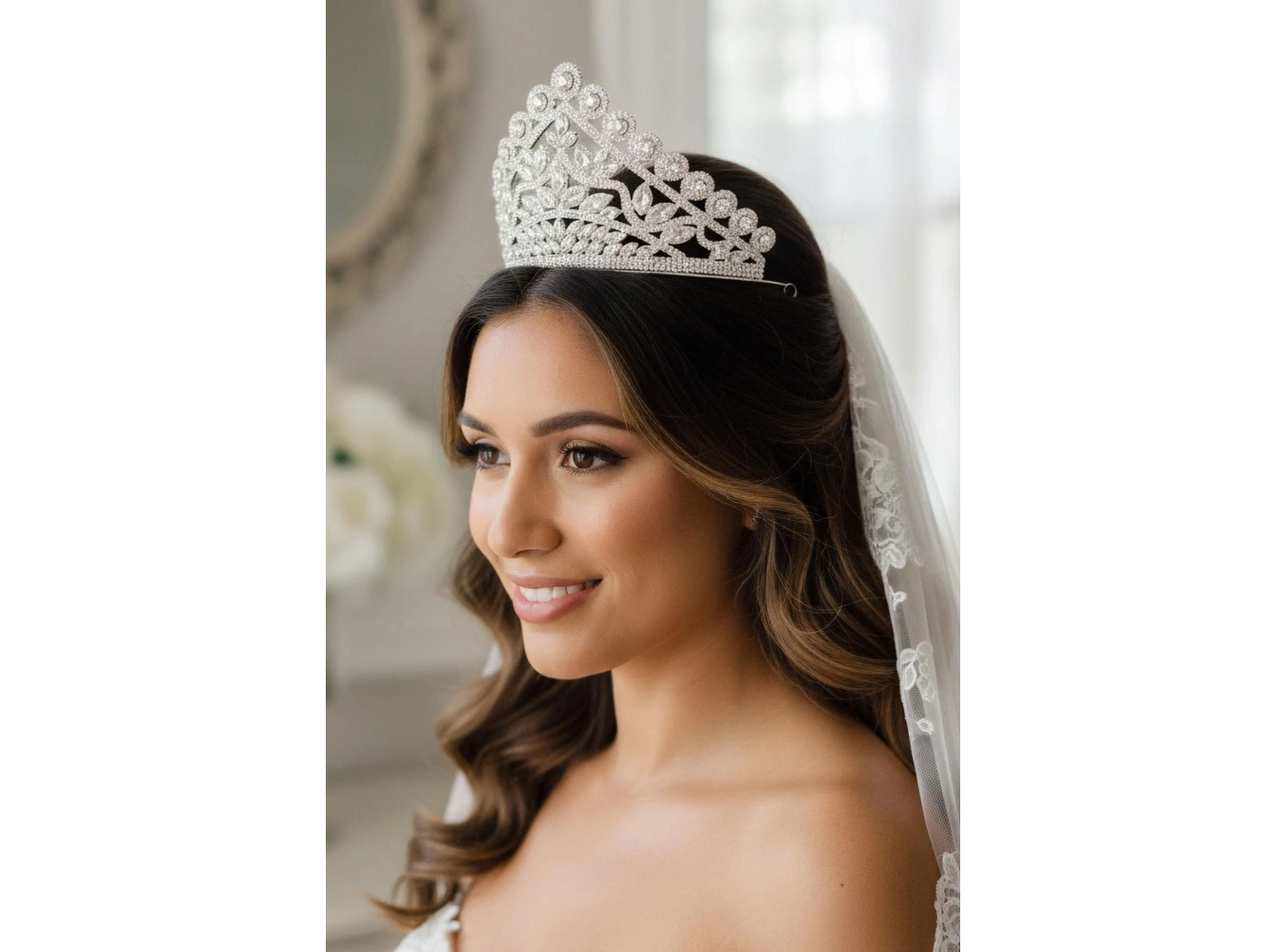 Zirkon Taşlı Gelin/Kına/Nişan/Söz Tasarım Taç