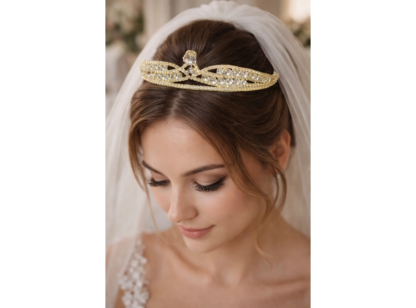 Zirkon Taşlı Gelin/Kına/Nişan/Söz Tasarım Taç