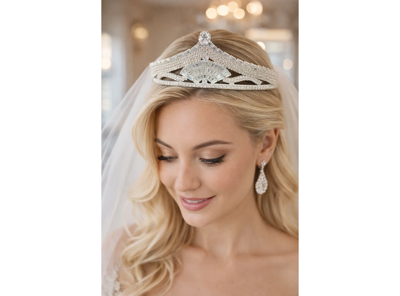 Zirkon Taşlı Gelin/Kına/Nişan/Söz Tasarım Taç