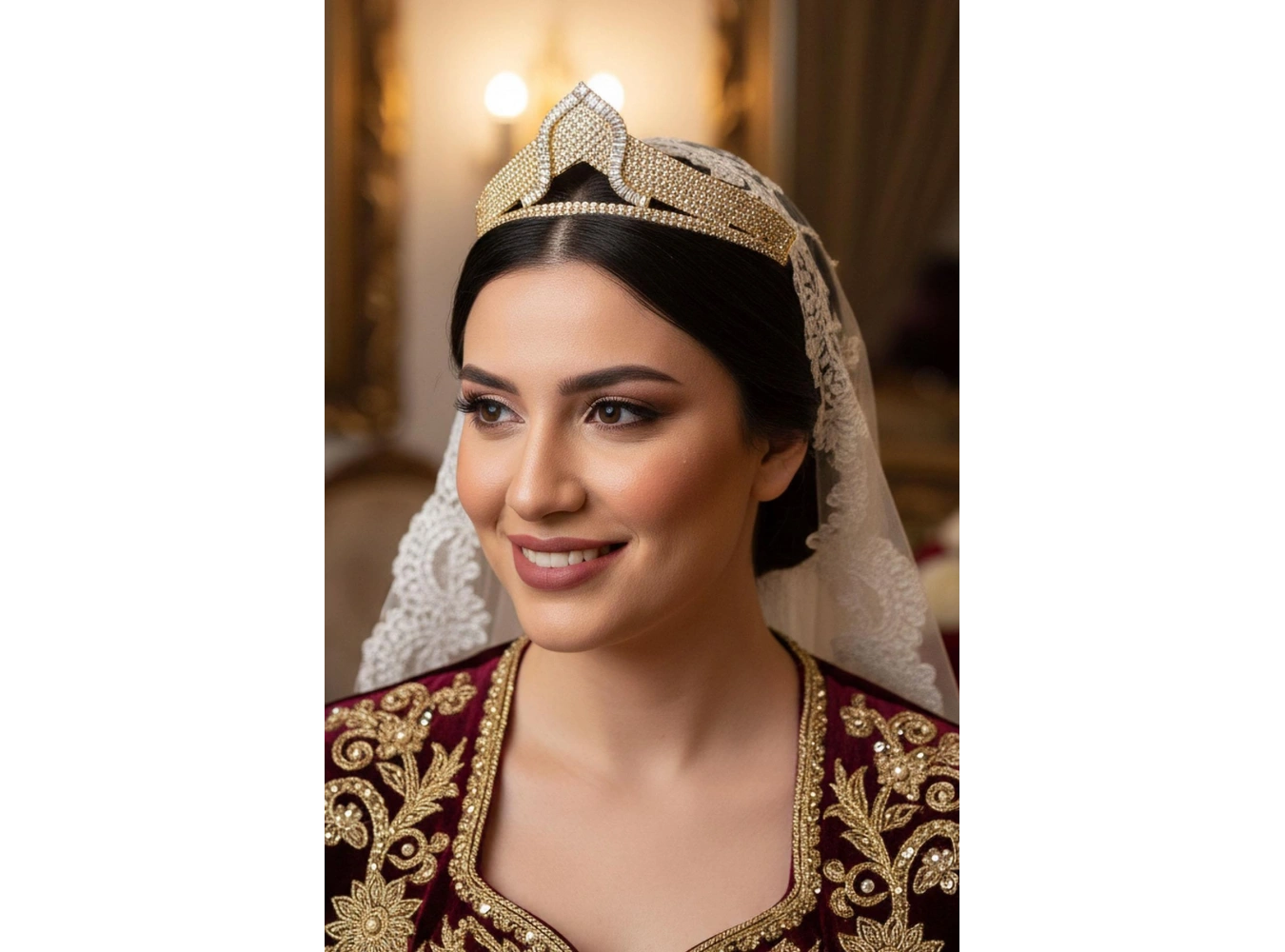 Zirkon Taşlı Gelin/Kına/Nişan/Söz Tasarım Taç