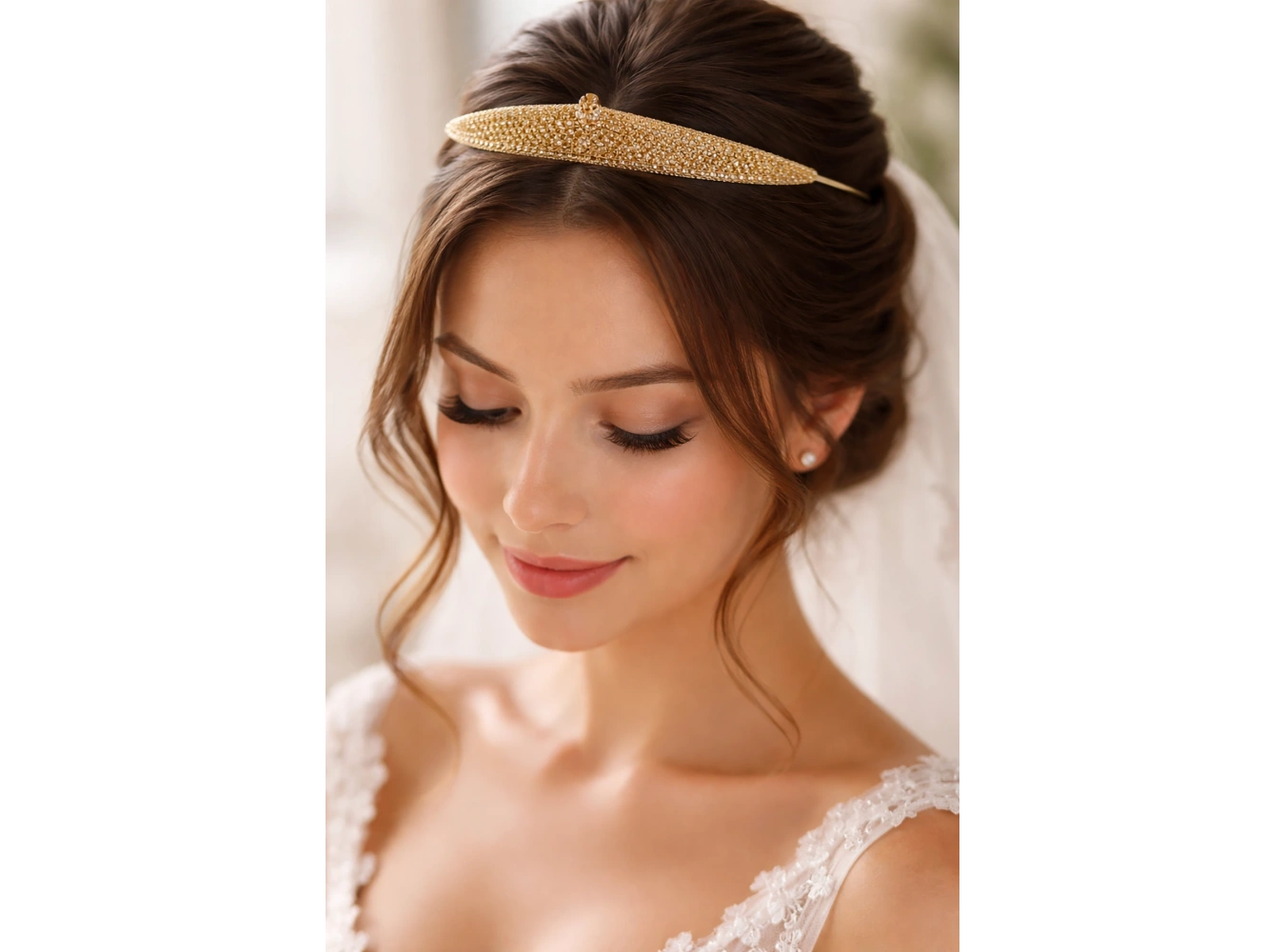 Zirkon Taşlı Gelin/Kına/Nişan/Söz Tasarım Taç