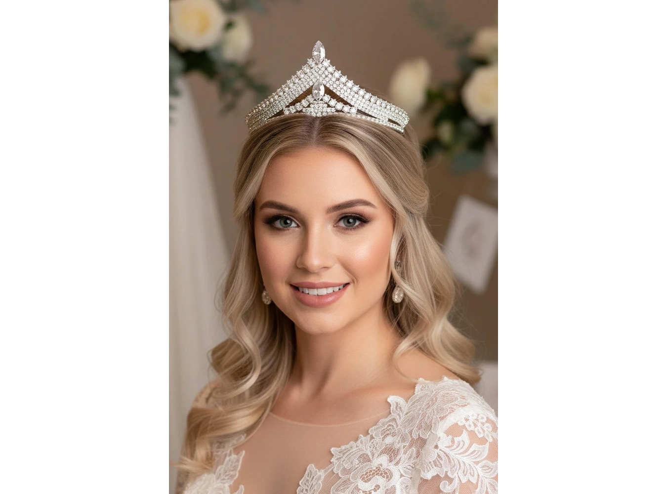 Zirkon Taşlı Gelin/Kına/Nişan/Söz Tasarım Taç