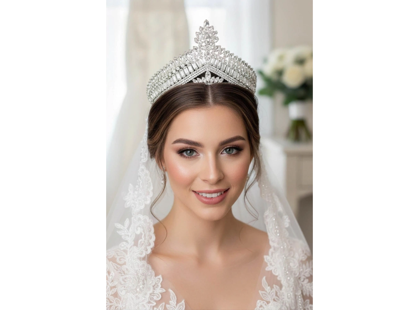 Zirkon Taşlı Gelin/Kına/Nişan/Söz Tasarım Taç