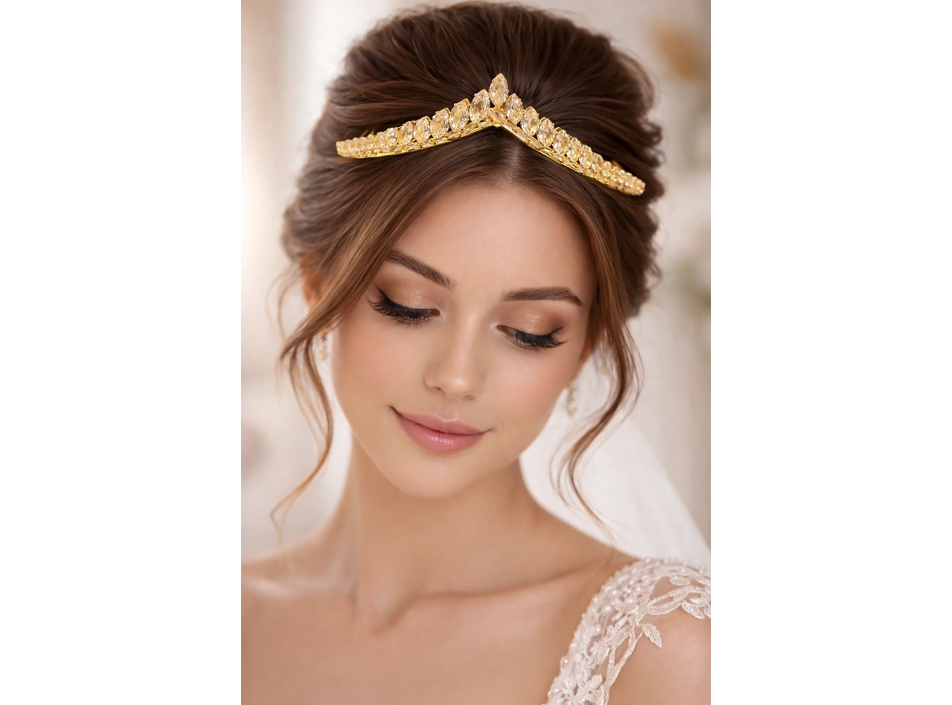 Zirkon Taşlı Gelin/Kına/Nişan/Söz Tasarım Taç