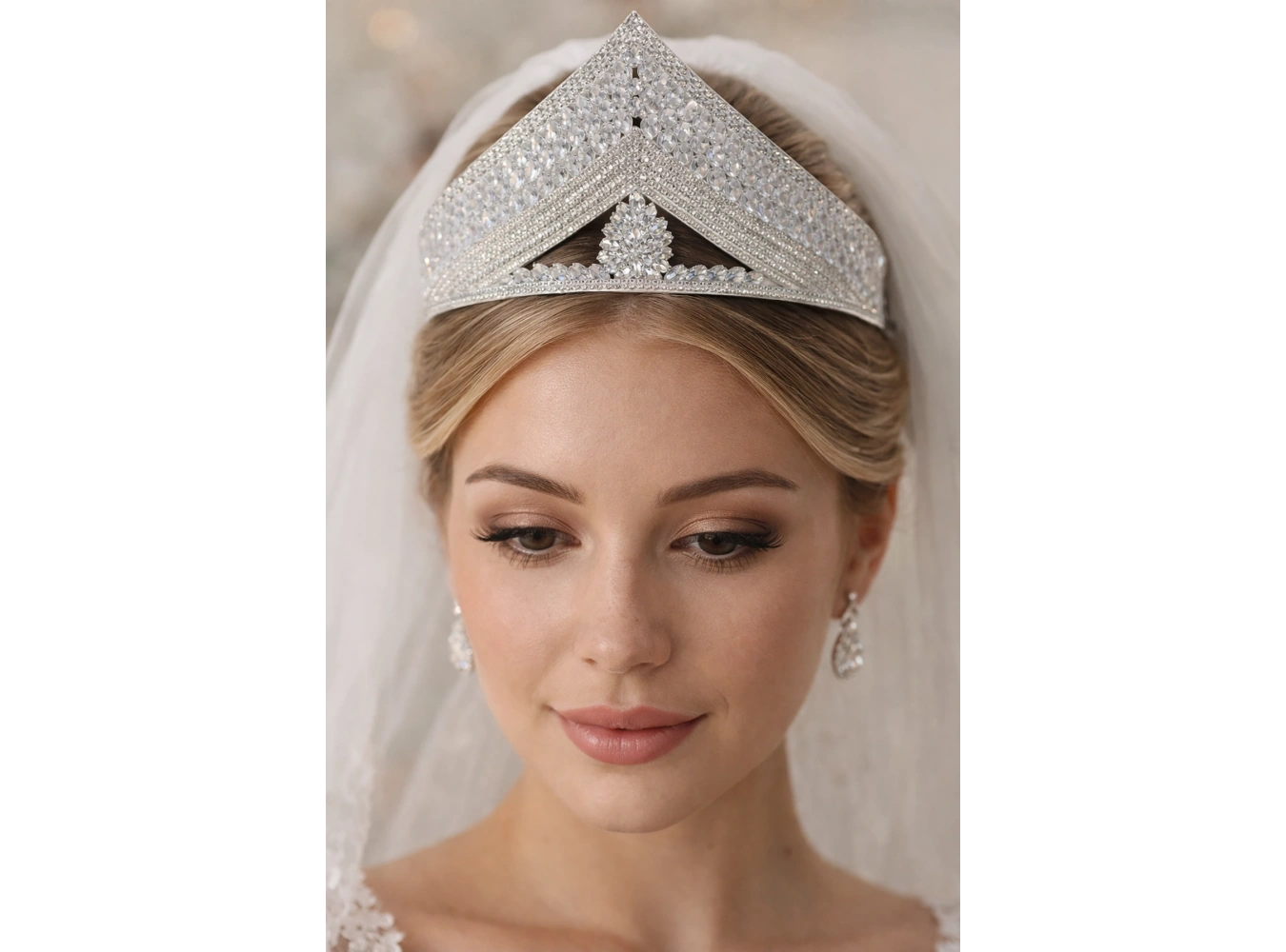 Zirkon Taşlı Gelin/Kına/Nişan/Söz Tasarım Taç