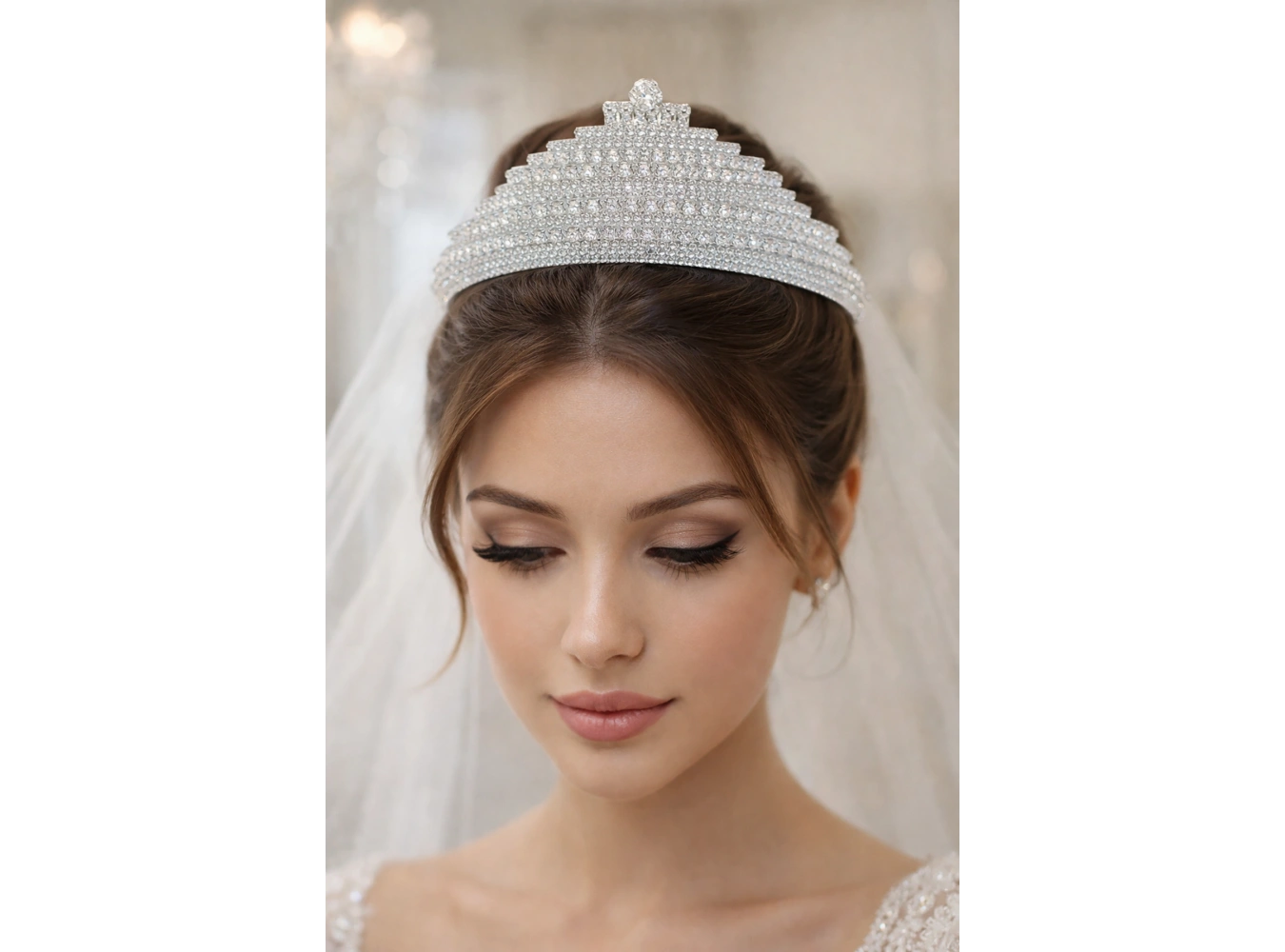 Zirkon Taşlı Gelin/Kına/Nişan/Söz Tasarım Taç