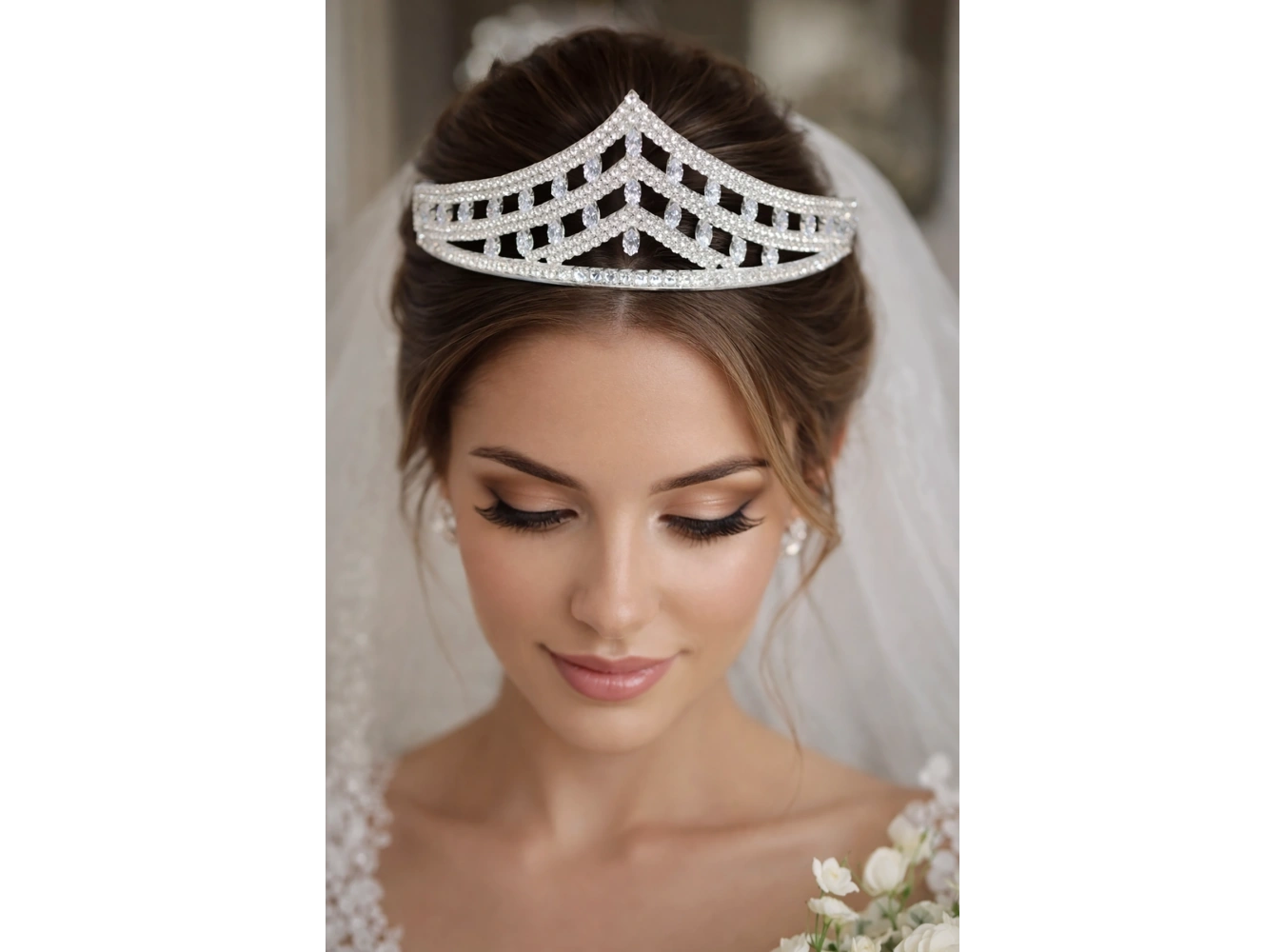 Zirkon Taşlı Gelin/Kına/Nişan/Söz Tasarım Taç